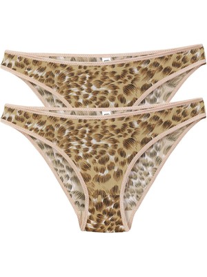 Akbeniz Kadın Leopar Desenli 2'li Slip