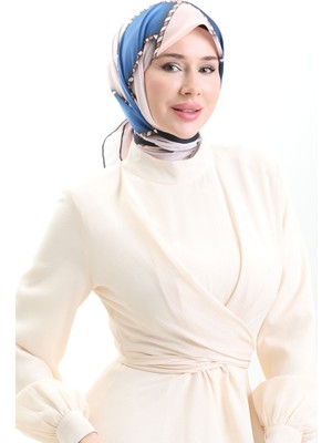 Geometrik Desenli Eşarp 70293-11 Siyah Indigo