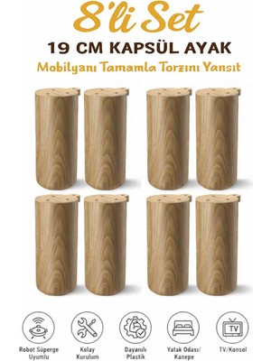 İmt Aksesuar Kapsül Bohem 19 cm Mobilya Kanepe Sehpa Tv Ünitesi Koltuk ve Konsol Ayağı