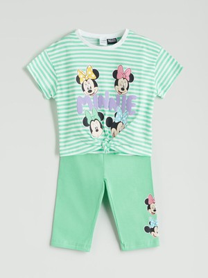 Lc Waikiki Yeni Sezon Minnie Mouse Baskılı Kız Bebek Tişört ve Tayt 2'li