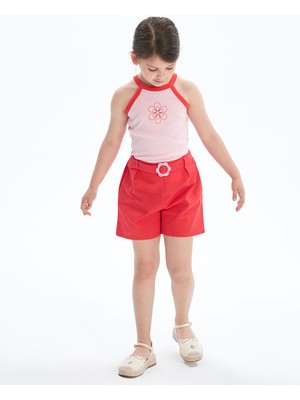 Lc Waikiki Yeni Sezon Keten Karışımlı Çiçekli Kız Çocuk Şort