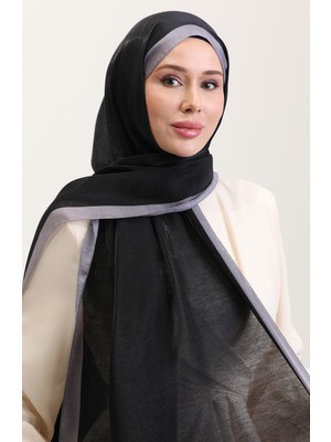 Kehribar Lüks Şal 70274-12 Siyah Gri