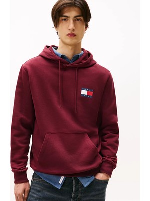 Tommy Hilfiger Tjm Klasik Bayrak Desenli Normal Kesim Kapüşonlu Erkek Kırmızı Kazak DM0DM20738XIU
