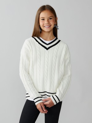 Lc Waikiki Yeni Sezon V Yaka Kız Çocuk Triko Kazak