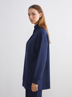 Lc Waikiki Yeni Sezon Dik Yaka Oversize Kadın Sweatshirt Tunik