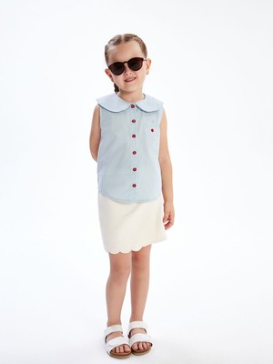 Lc Waikiki Yeni Sezon Bebe Yaka Çiçekli Çizgili Kız Çocuk Gömlek