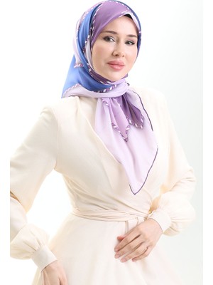 Geometrik Desenli Eşarp 70293-02 Mor Lila