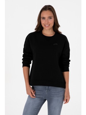 U.S. Polo Assn. Kadın Siyah Şardonlu Bisiklet Yaka Basic Sweatshırt 50313586-VR046