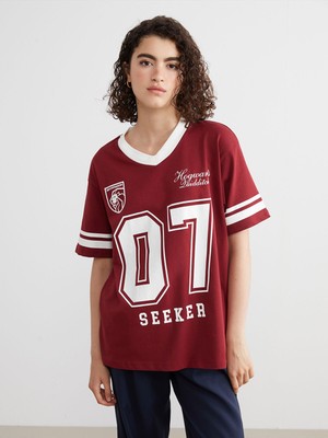 Lc Waikiki Yeni Sezon V Yaka Harry Potter Baskılı Oversize Kadın Tişört