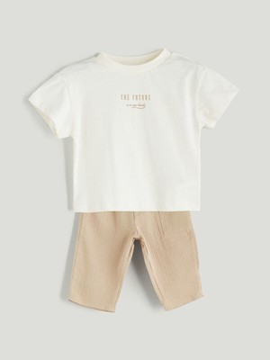 Lc Waikiki Yeni Sezon Baskılı Erkek Bebek Tişört ve Pantolon 2'li