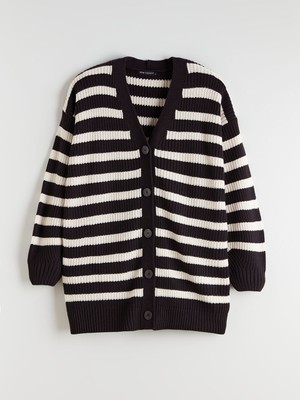 Lc Waikiki Yeni Sezon V Yaka Çizgili Kadın Triko Hırka