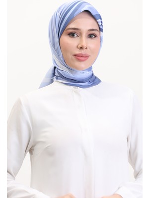 Desenli Soft Eşarp 70254-09 Mavi Koyu Mavi