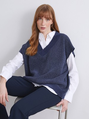 Lc Waikiki Yeni Sezon V Yaka Oversize Kadın Triko Süveter