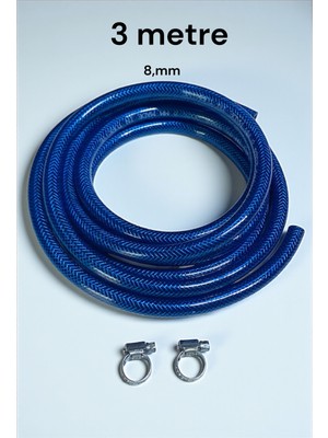Orgaz 8mm Tüp Gaz Hortumu Kamp Ocak Ev Ocak Üç Katlı Gaz Hortum 3 Metre 2 Kelepçe