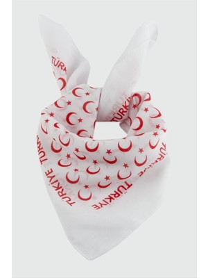 Depomix Ay Yıldız Desenli Bandana 50X50-BEYAZ