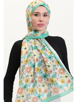 Desenli Soft Şal 70263-03 Yeşil Sarı