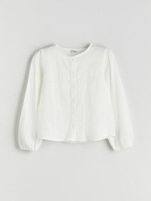 Lc Waikiki Yeni Sezon Bisiklet Yaka Dantel Detaylı Kız Çocuk Müslin Gömlek