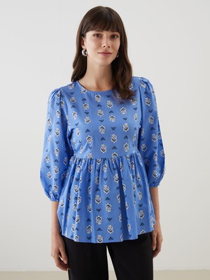 Lc Waikiki Yeni Sezon Bisiklet Yaka Desenli Kadın Bluz