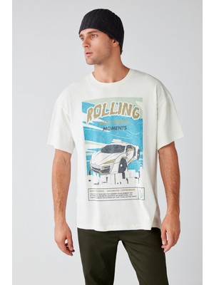 Grimelange Washed Relaxed Oversize Beyaz T-shirt