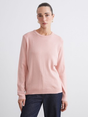 Lc Waikiki Yeni Sezon Bisiklet Yaka Kendinden Desenli Kadın Triko Kazak