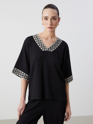 Lc Waikiki Yeni Sezon V Yaka Desenli Kadın Bluz