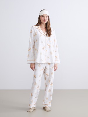 Lc Waikiki Yeni Sezon Gömlek Yaka Desenli Kadın Pijama Takımı