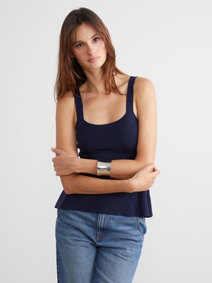 Lc Waikiki Yeni Sezon U Yaka Askılı Peplum Triko Bluz