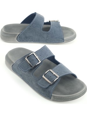 Gezer Erkek Yazlık Suni Deri Iki Toka Ayarlanabilir Rahat Taban Günlük Terlik