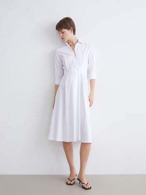 Lc Waikiki Yeni Sezon Poplin Belden Oturtmalı Gömlek Elbise