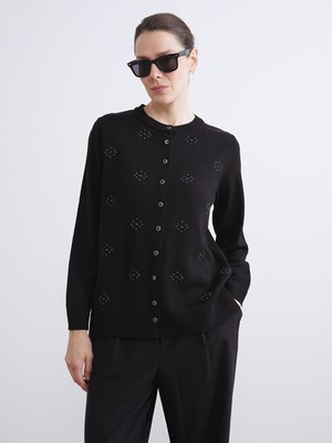 Lc Waikiki Yeni Sezon Bisiklet Yaka Taşlı Kadın Triko Hırka