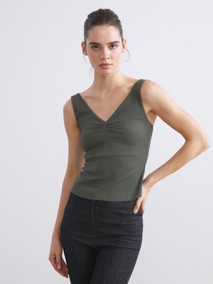 Lc Waikiki Yeni Sezon V Yaka Dokulu Büzgülü Bluz