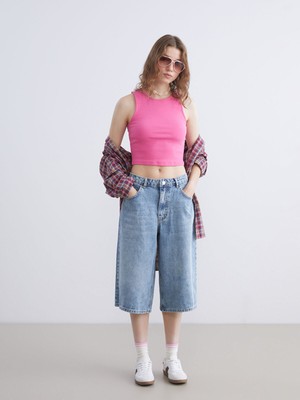 Lc Waikiki Yeni Sezon Bermuda Fit Kadın Jean Şortolon