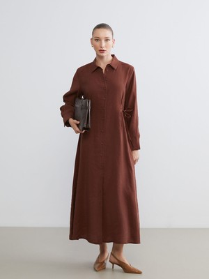 Lc Waikiki Yeni Sezon Büzgülü Modal Karışımlı Gömlek Elbise