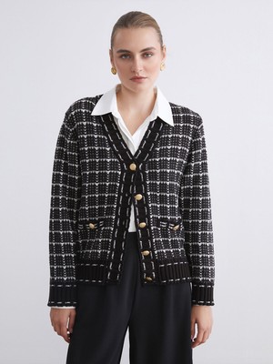 Lc Waikiki Yeni Sezon V Yaka Ekose Kadın Hırka