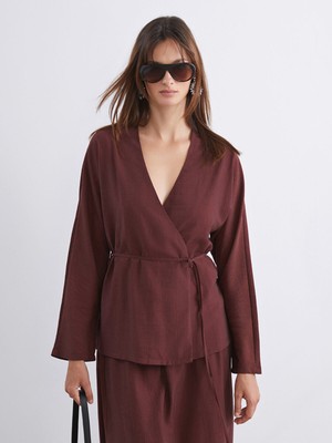 Lc Waikiki Yeni Sezon Kruvaze Yaka Dokulu Kadın Kimono