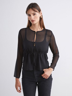 Lc Waikiki Yeni Sezon Bisiklet Yaka Transparan Bluz