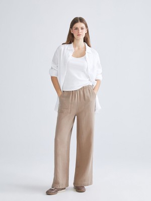 Lc Waikiki Yeni Sezon Beli Lastikli Dokulu Müslin Kadın Pantolon