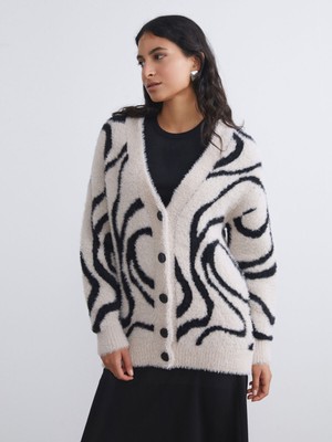 Lc Waikiki Yeni Sezon V Yaka Desenli Kadın Triko Hırka