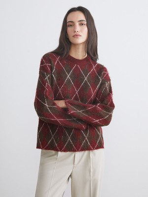 Lc Waikiki Yeni Sezon Bisiklet Yaka Baklava Desenli Kadın Triko Kazak