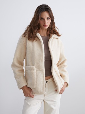 Lc Waikiki Yeni Sezon Gömlek Yaka Kadın Pelüş Mont