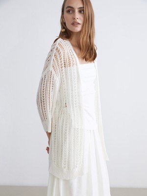 Lc Waikiki Yeni Sezon Şal Yaka Ajurlu Kadın Triko Hırka