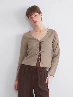 Lc Waikiki Yeni Sezon V Yaka Bağlamalı Dokulu Bluz