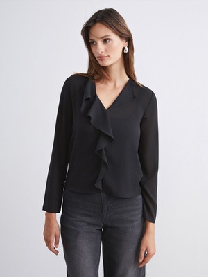 Lc Waikiki Yeni Sezon Kaçık Yaka Fırfırlı Bluz