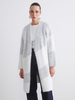 Lc Waikiki Yeni Sezon Şal Yaka Renk Bloklu Kadın Triko Hırka