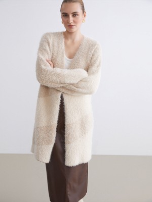 Lc Waikiki Yeni Sezon Şal Yaka Renk Bloklu Kadın Triko Hırka