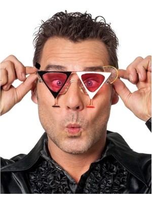 AyrStore Siyah Beyaz Renk Martini Tasarımlı Parti Gözlüğü