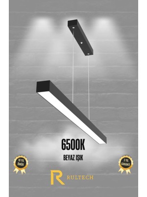 Rultech Lineer 60 cm Siyah Kasa Beyaz Işık 6500 K Ledli Sarkıt Modern  Avize - Salon, Mutfak, Masa Üstü