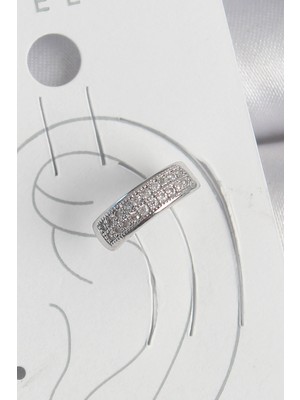 AyrStore Pirinç Gümüş Renk Zirkon Taşlı Kıkırdak Model Kadın Küpe