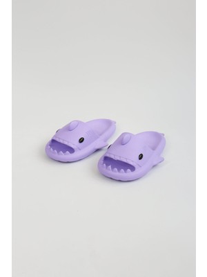 AyrStore Köpekbalığı Mor Unisex Tam Ortopedik Terlik Shark Slides