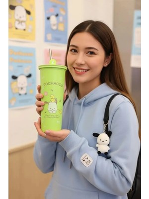 Sanrio Lisanslı Pipetli Paslanmaz Çelik Matara 800ML (Pochacco)